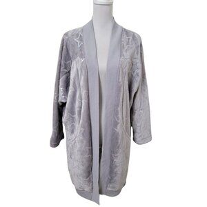 BumbleBella Jill Martin Size XS/S Light Gray Velvet Soft Cardigan w/Foil Print